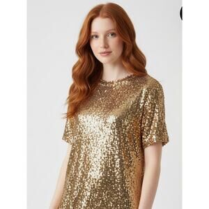 GOLD SEQUIN TOP SIZE 0LUS  L/XL  (298)